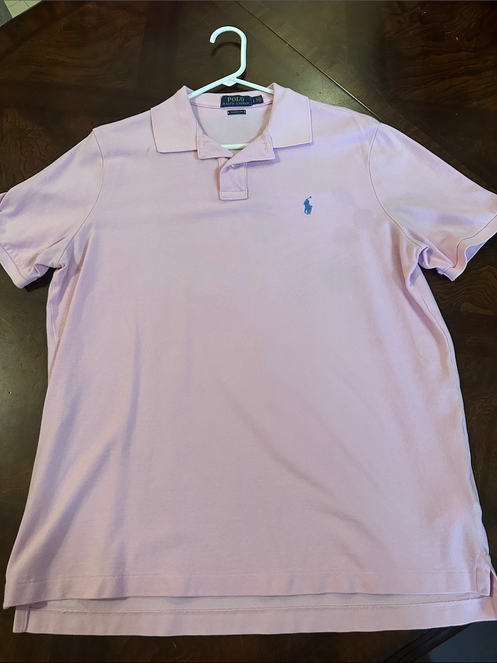 Polo by Ralph Lauren Men’s Pale Pink Polo with Blue Pony